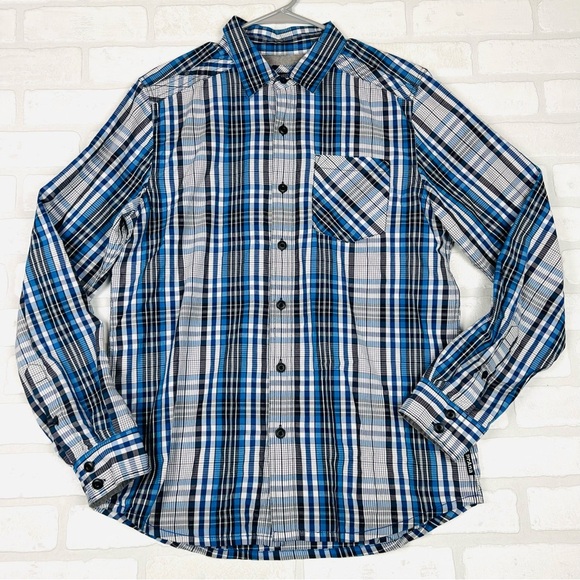 Beautiful Blue PrAna Long Sleeve Button Front Casual‎ Shirt, Size Medium - Picture 1 of 12
